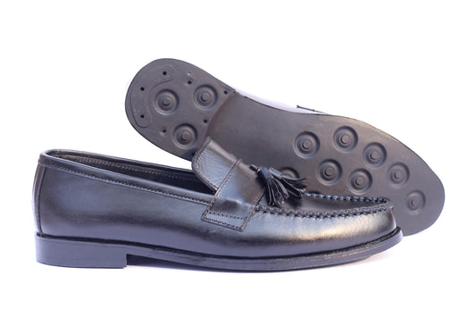 Classic Black Leather Tassel Loafers