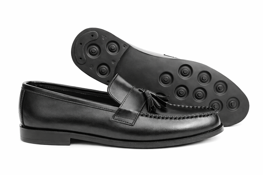Classic Black Leather Tassel Loafers