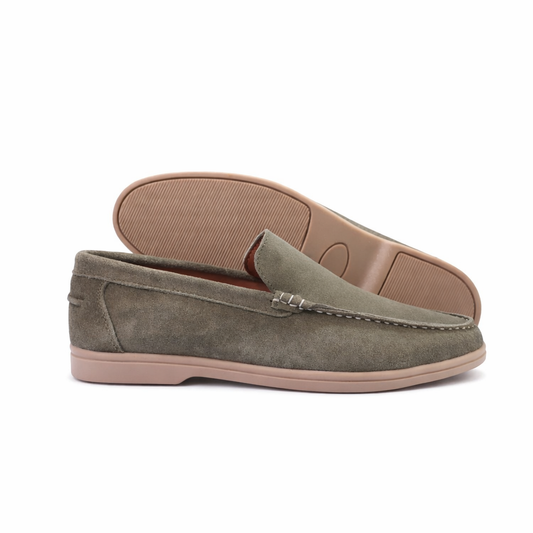 Premium Suede Loafers – Olive Green