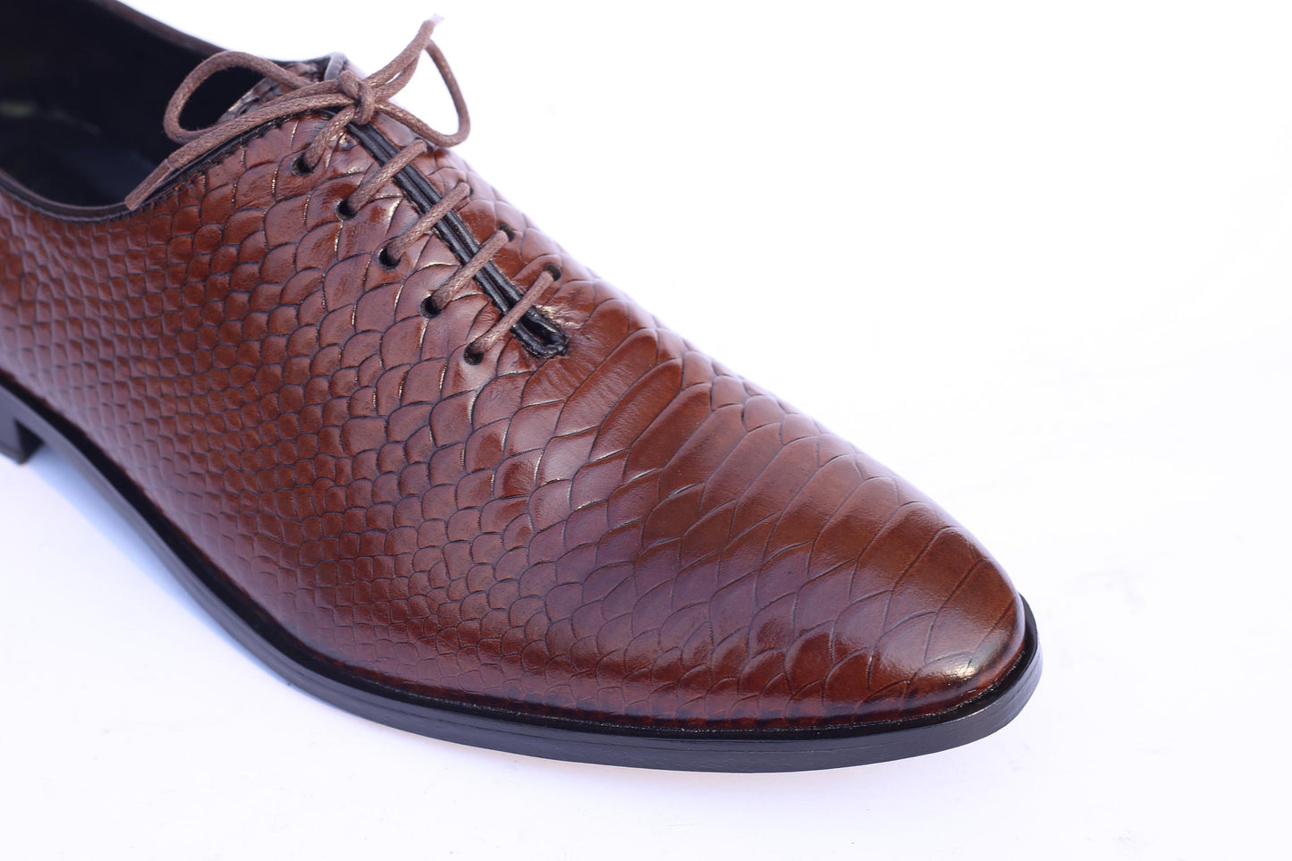 The "Executive Python" Textured Leather Oxford Shoes
