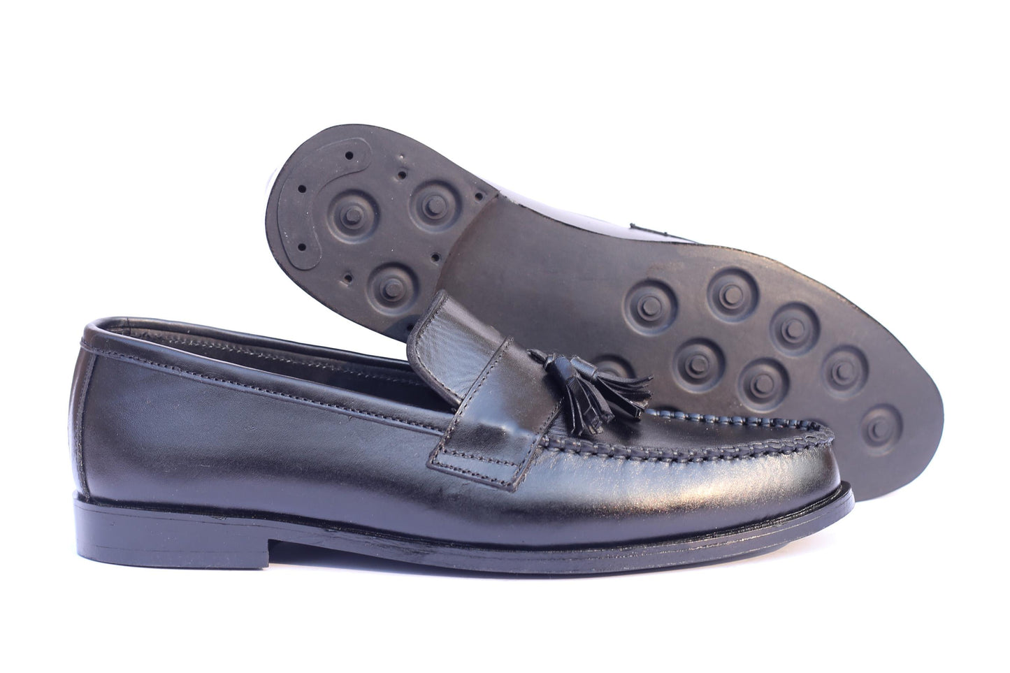 Classic Black Leather Tassel Loafers
