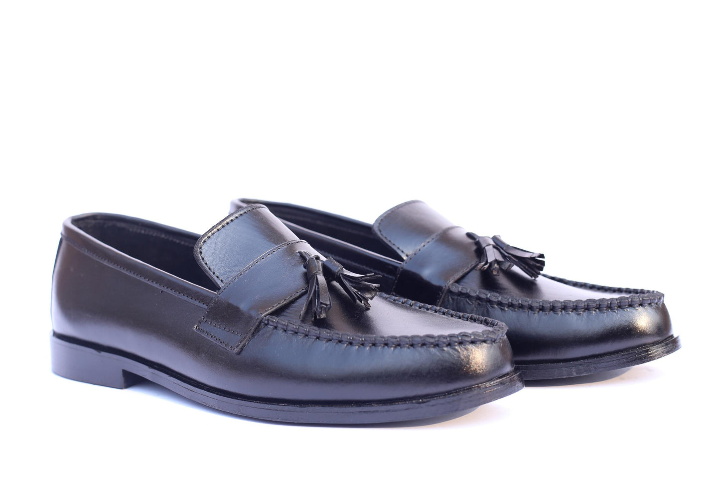 Classic Black Leather Tassel Loafers