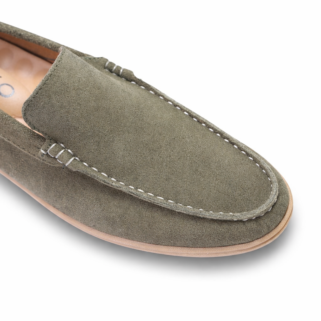 Premium Suede Loafers – Olive Green