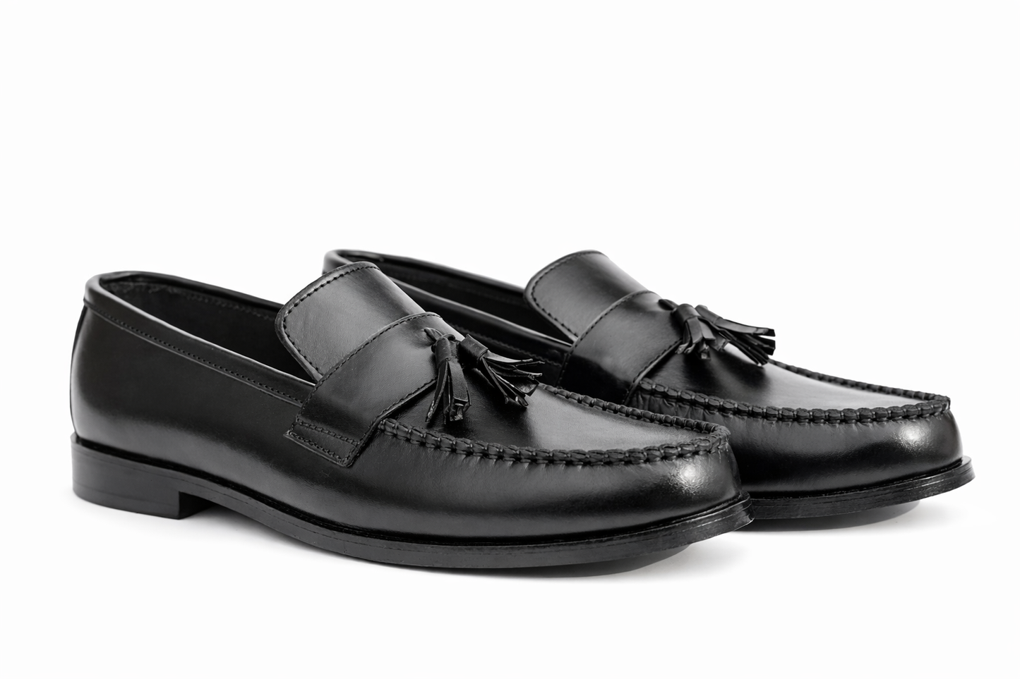 Classic Black Leather Tassel Loafers