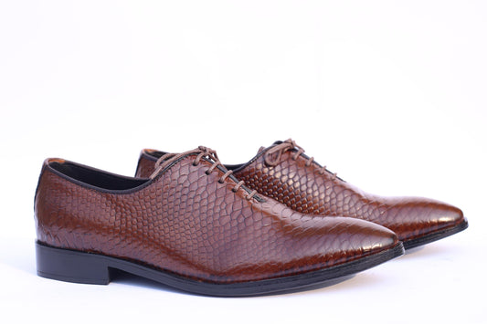 The "Executive Python" Textured Leather Oxford Shoes
